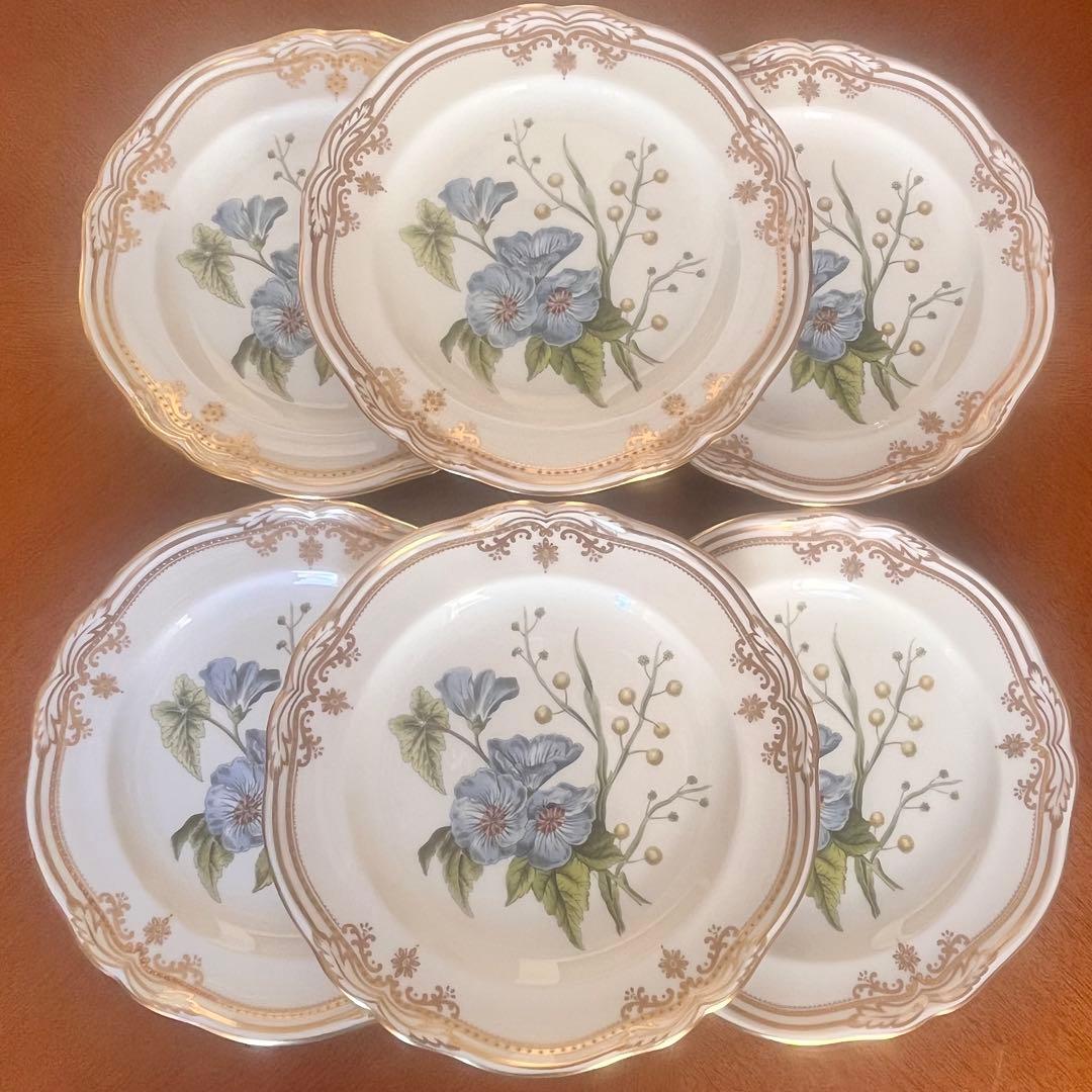 【希少品】英国製　スポード ★スタッフォードフラワー★デザート皿　6枚