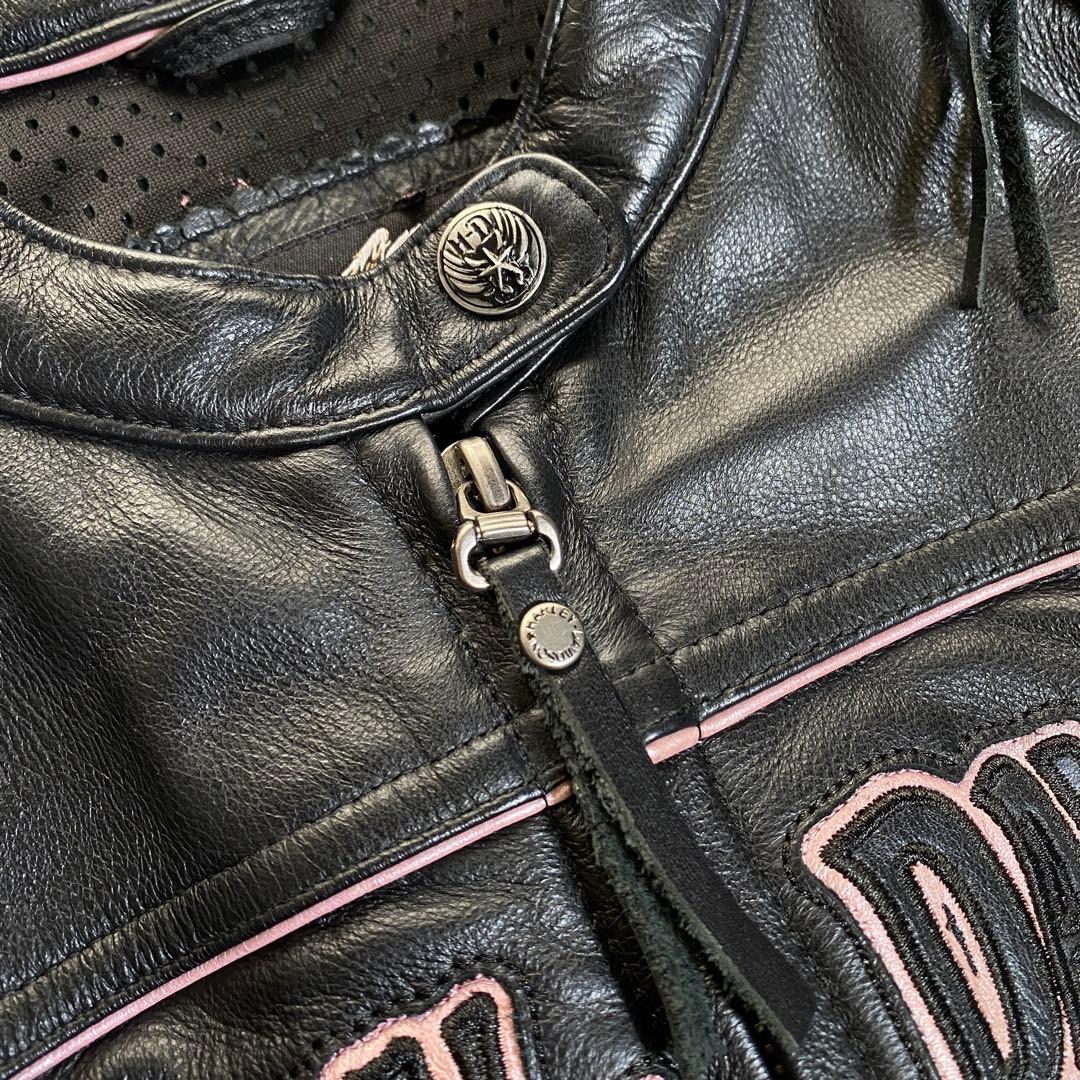 希少♡ハーレーダビッドソン シングルライダースジャケット ワッペン 刺繍