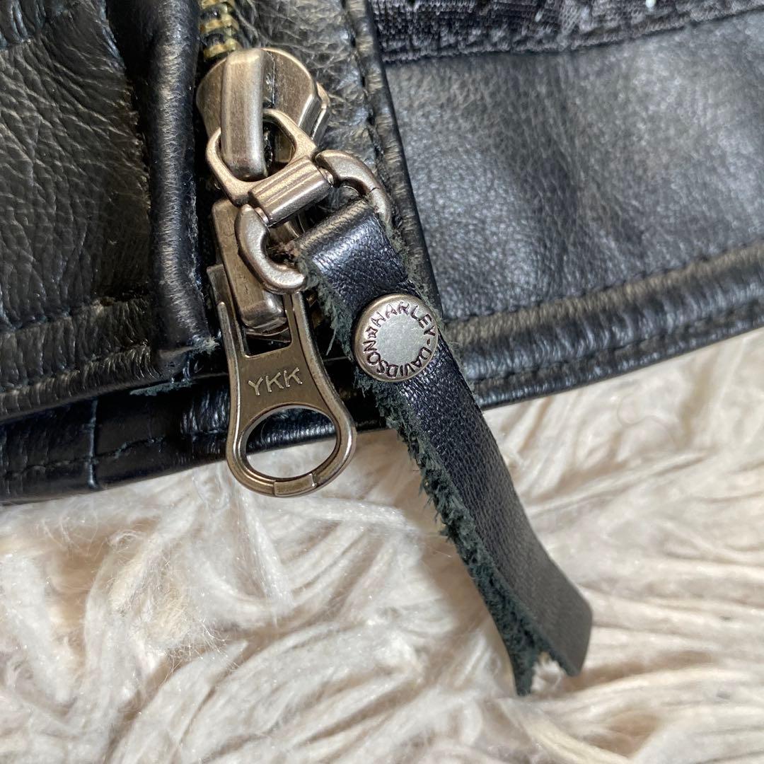 希少♡ハーレーダビッドソン シングルライダースジャケット ワッペン 刺繍