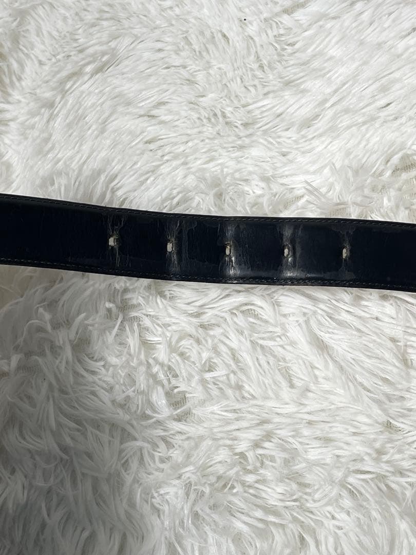 LOUIS VUITTON ルイヴィトン 本革 レザーベルト 黒 シルバー金具