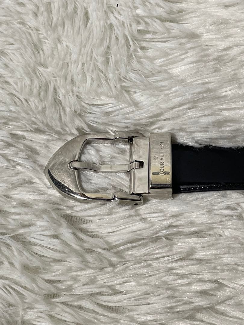 LOUIS VUITTON ルイヴィトン 本革 レザーベルト 黒 シルバー金具