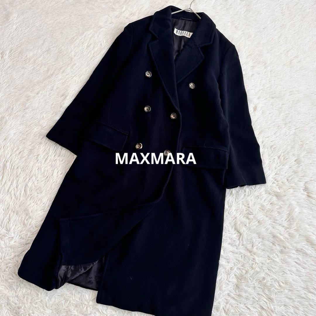 MAXMARAマレーラ 大きいサイズ ロングコート ダブル 紺 イタリア製 XL