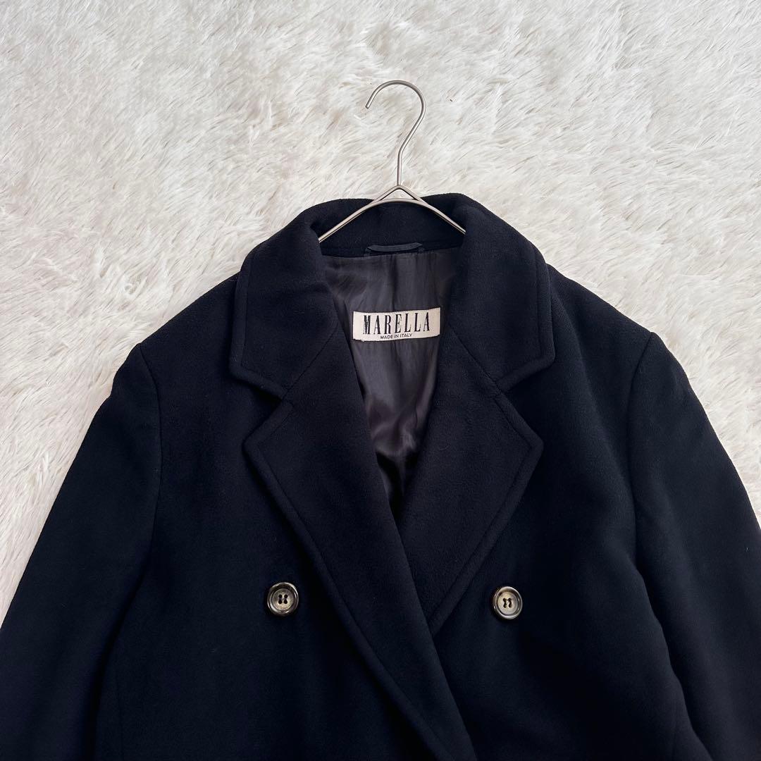 MAXMARAマレーラ 大きいサイズ ロングコート ダブル 紺 イタリア製 XL