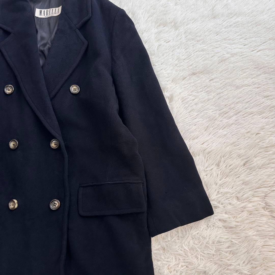 MAXMARAマレーラ 大きいサイズ ロングコート ダブル 紺 イタリア製 XL