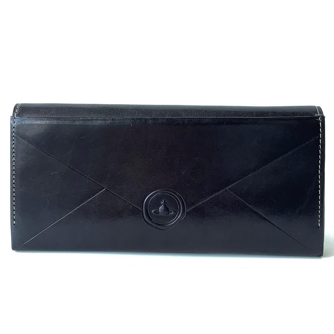 新品 ★ヴィヴィアンウエストウッド★エンベロープかぶせ長財布 スタンプ★ブラック
