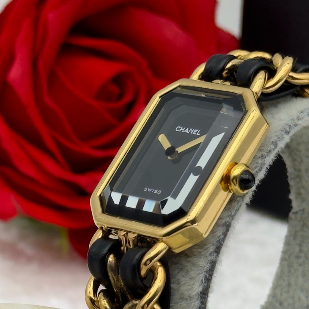 外装新品仕上 シャネル プルミエールM ゴールド クォーツ 腕時計 A17