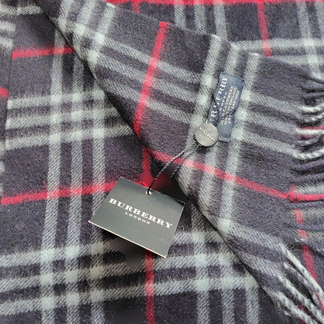 新品未使用　BURBERRY LONDON　カシミヤマフラー　ネイビー