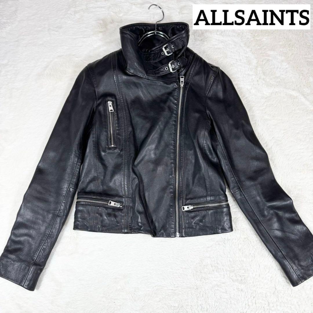 オールセインツ 羊革 2way ライダース レザージャケット BIKER M