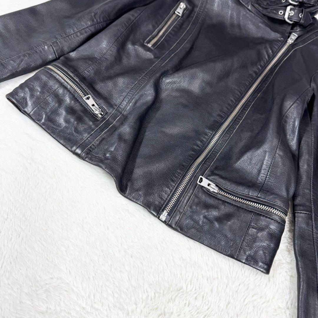 オールセインツ 羊革 2way ライダース レザージャケット BIKER M