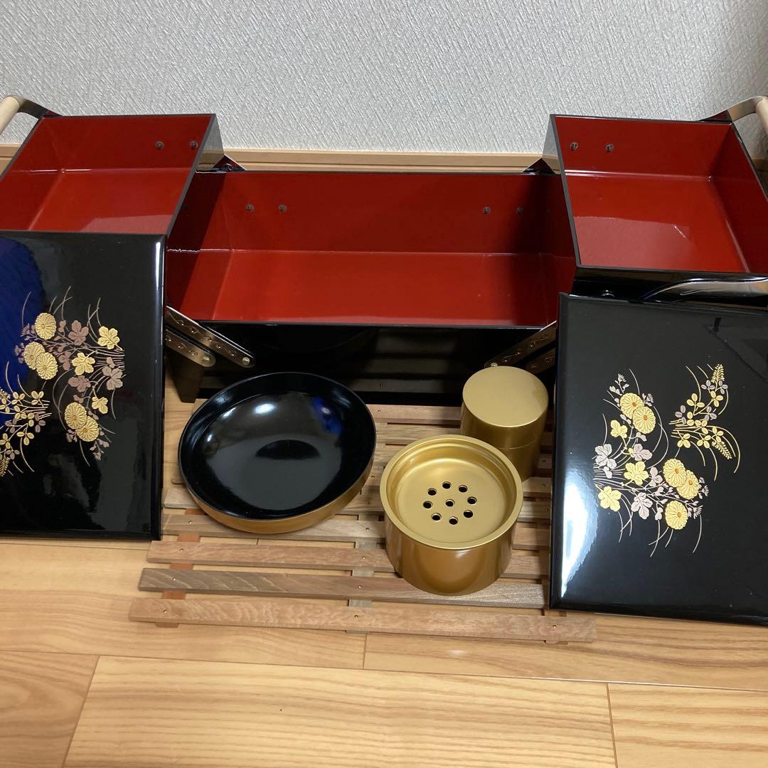 【特価】会津塗り　漆器　お道具箱　お茶道具　小物　未使用　お正月