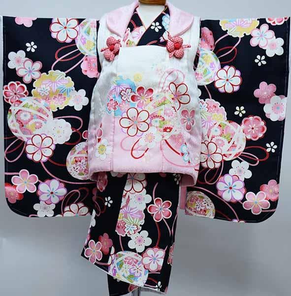 七五三 三歳 女児 正絹 被布着物フルセット 陽気な天使 お仕立て無料