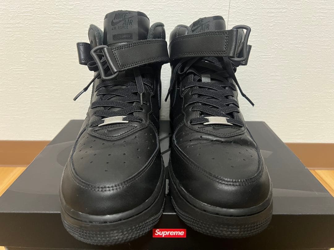靴 Supreme Nike Air Force 1 Mid Black 27.5