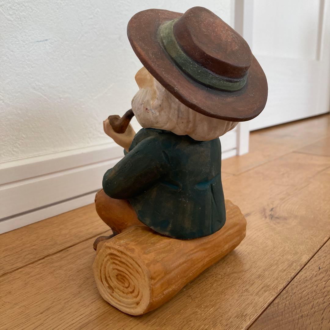 煙出し人形 パイプおじさん 香炉　お香立て　陶器製　置き物　ヴィンテージ