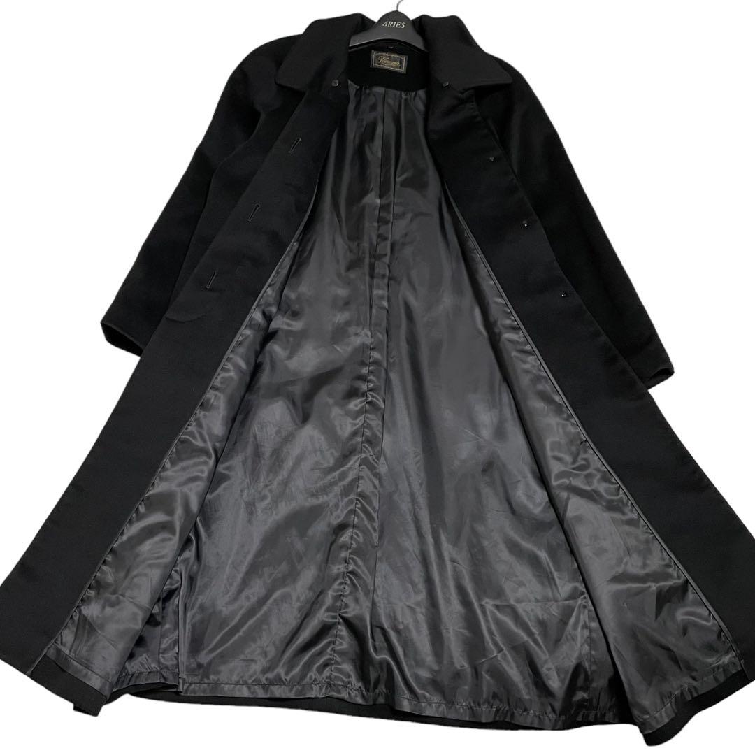 美品　Veuna　大きいサイズ　カシミヤ100%　ロングコート　比翼ボタン　黒