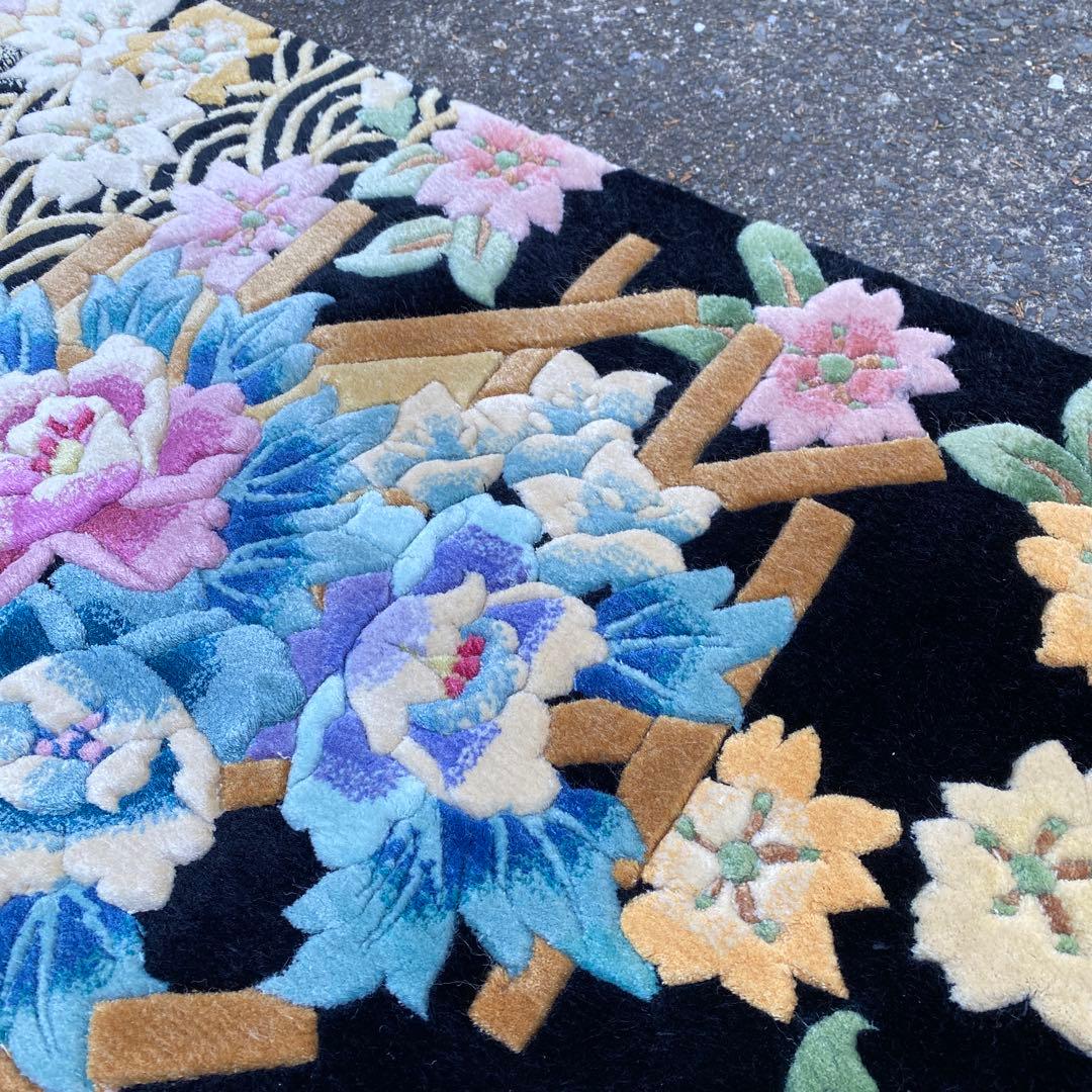 【未使用】中国段通 シルク100％ タグ付き 手織り絨毯 カーペット120段