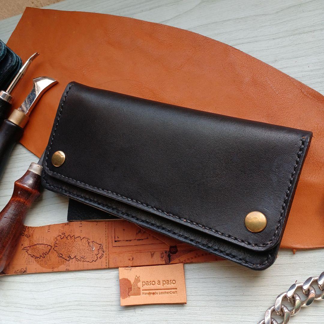トラッカーウォレット　ロング　茶芯　ハンドメイド