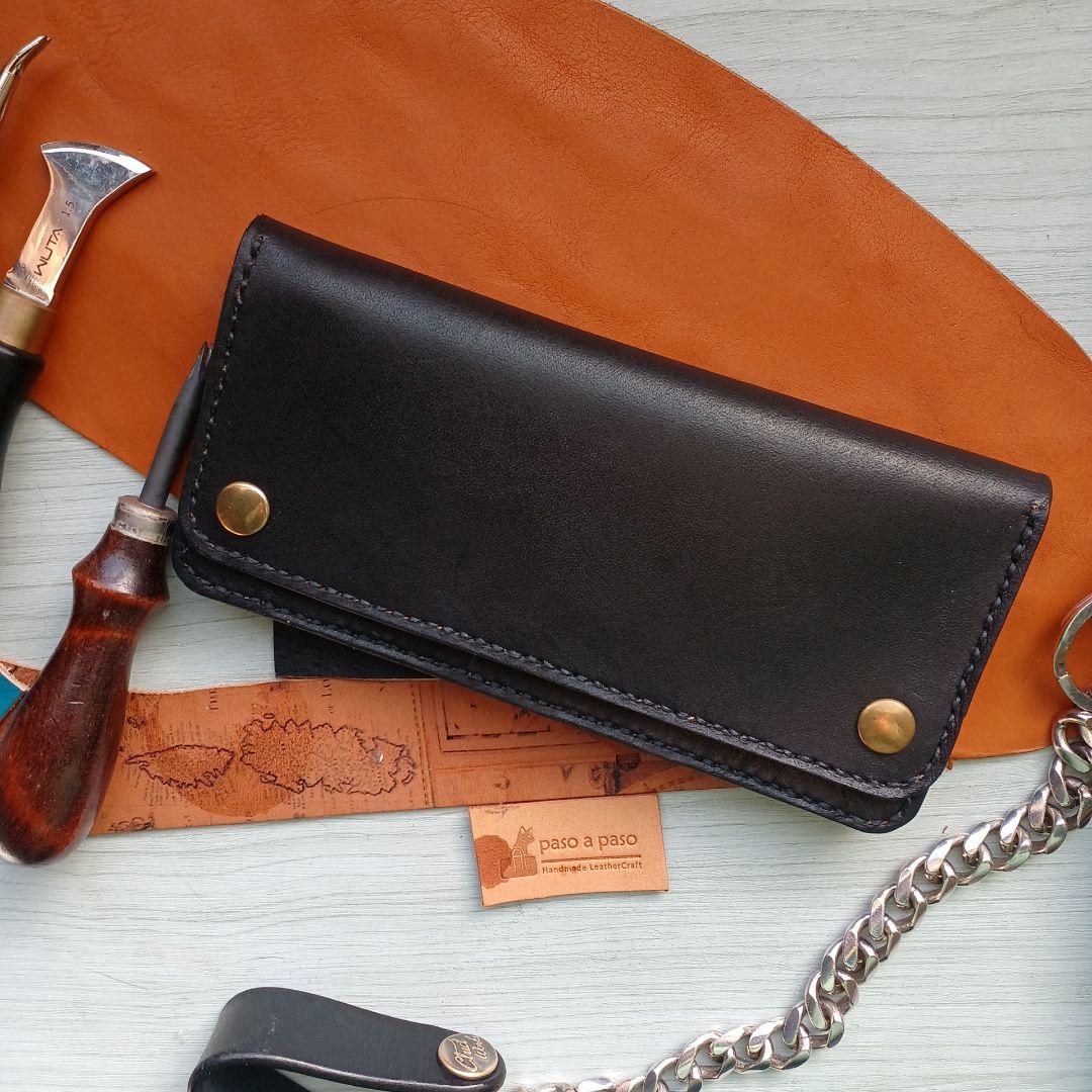 トラッカーウォレット　ロング　茶芯　ハンドメイド