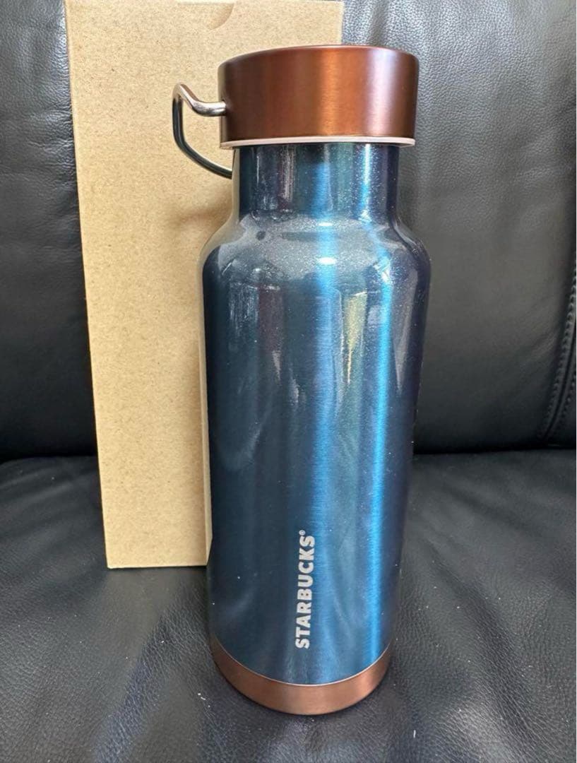 スターバックス　ホリデー　ステンレスボトル　ネイビー　ゴールド