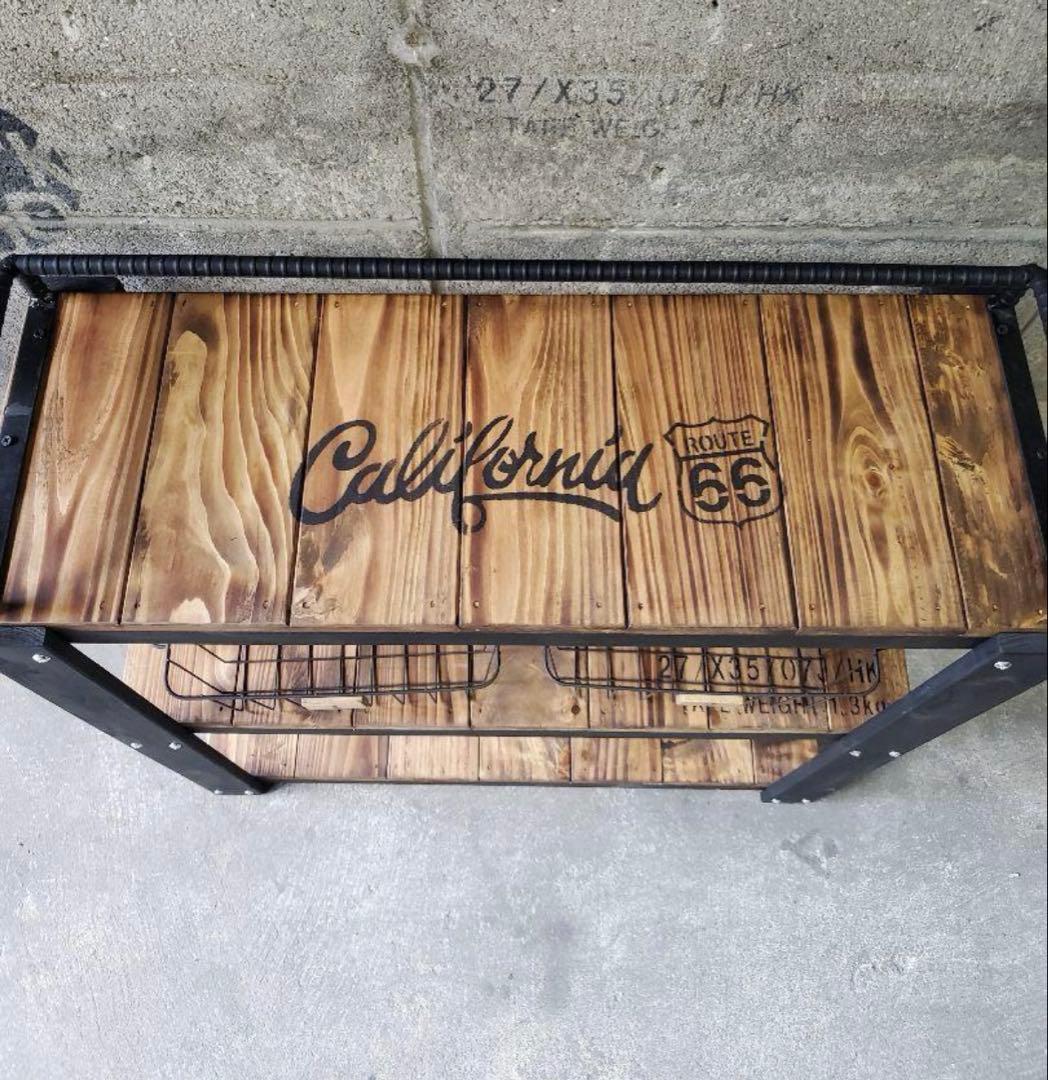 鉄筋バーラック　木製ラック　棚 収納　男前インテリア　インダストリアル 0102