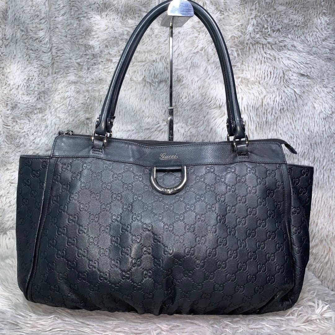 GUCCI グッチ アビー シマレザー トートバッグ ショルダーバッグ レザー