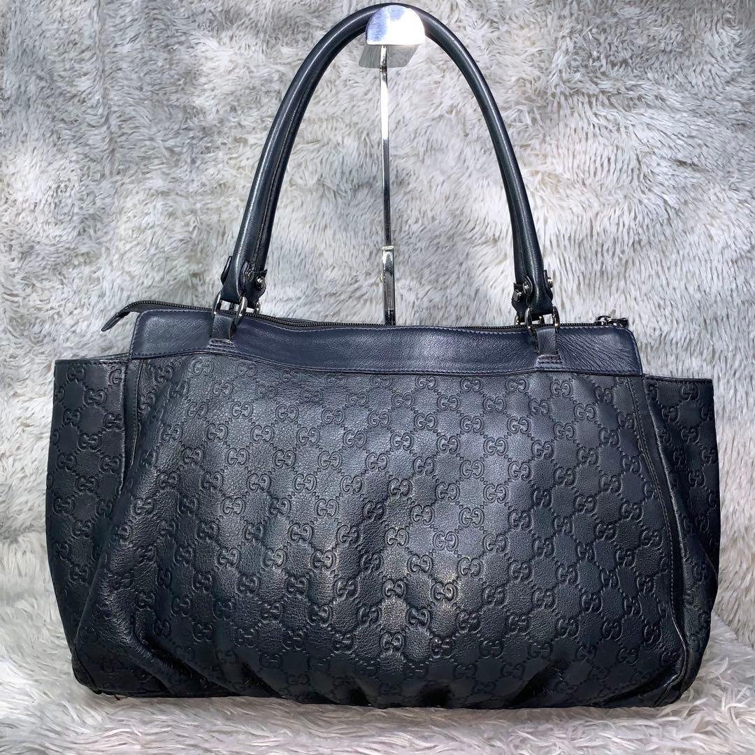 GUCCI グッチ アビー シマレザー トートバッグ ショルダーバッグ レザー