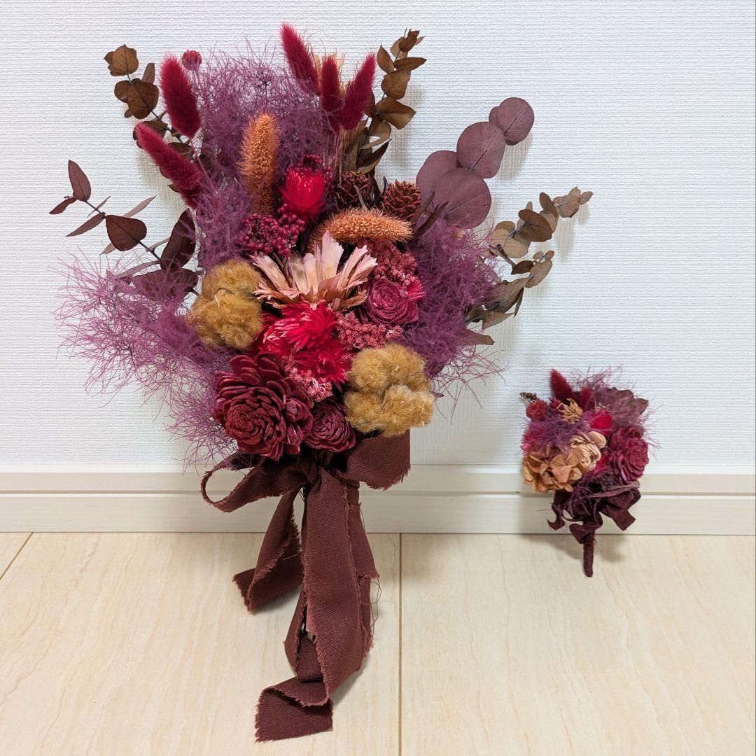 プリザーブドフラワー ブーケ・ブートニアセット