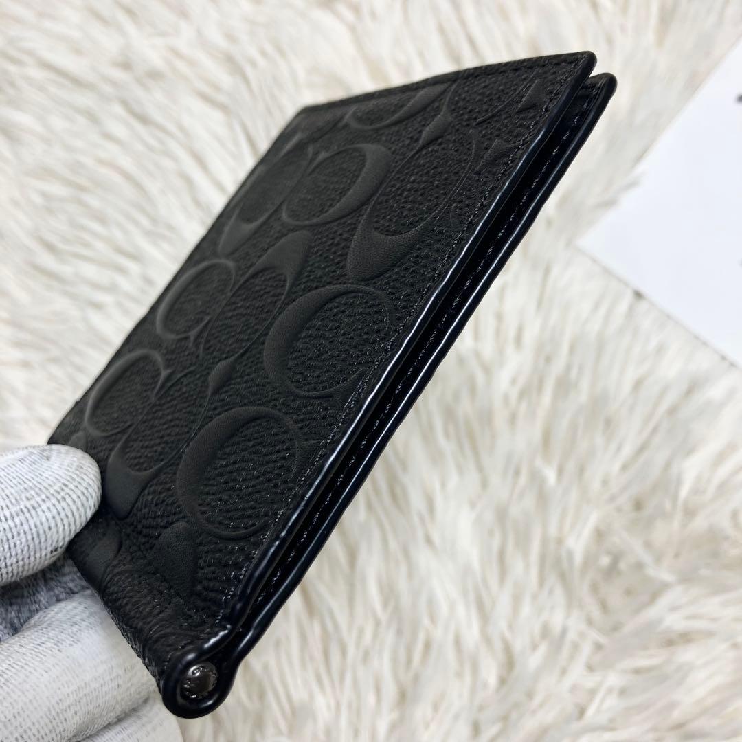 【極美品】 COACH マネークリップ シグネチャー エンボス