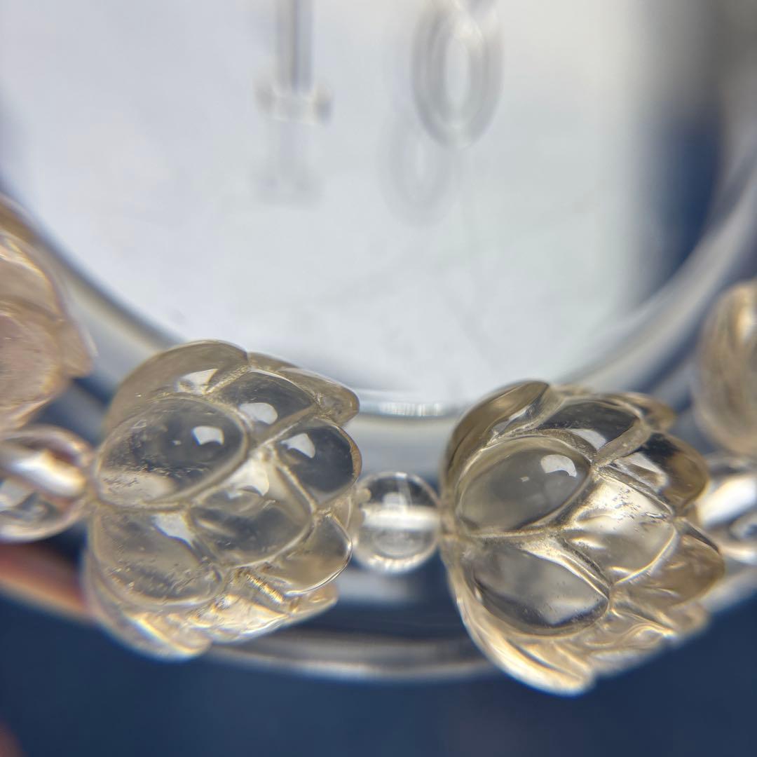 イチオクノホシ様おまとめ水晶　蓮花彫りブレスレット　11-118