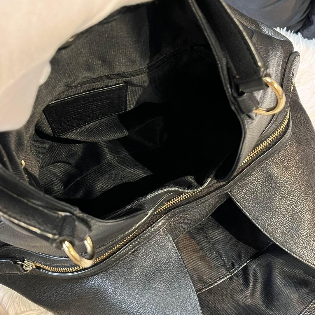 coach 黒　イーディー　ホースキャリッジ　レザー　トートバッグ