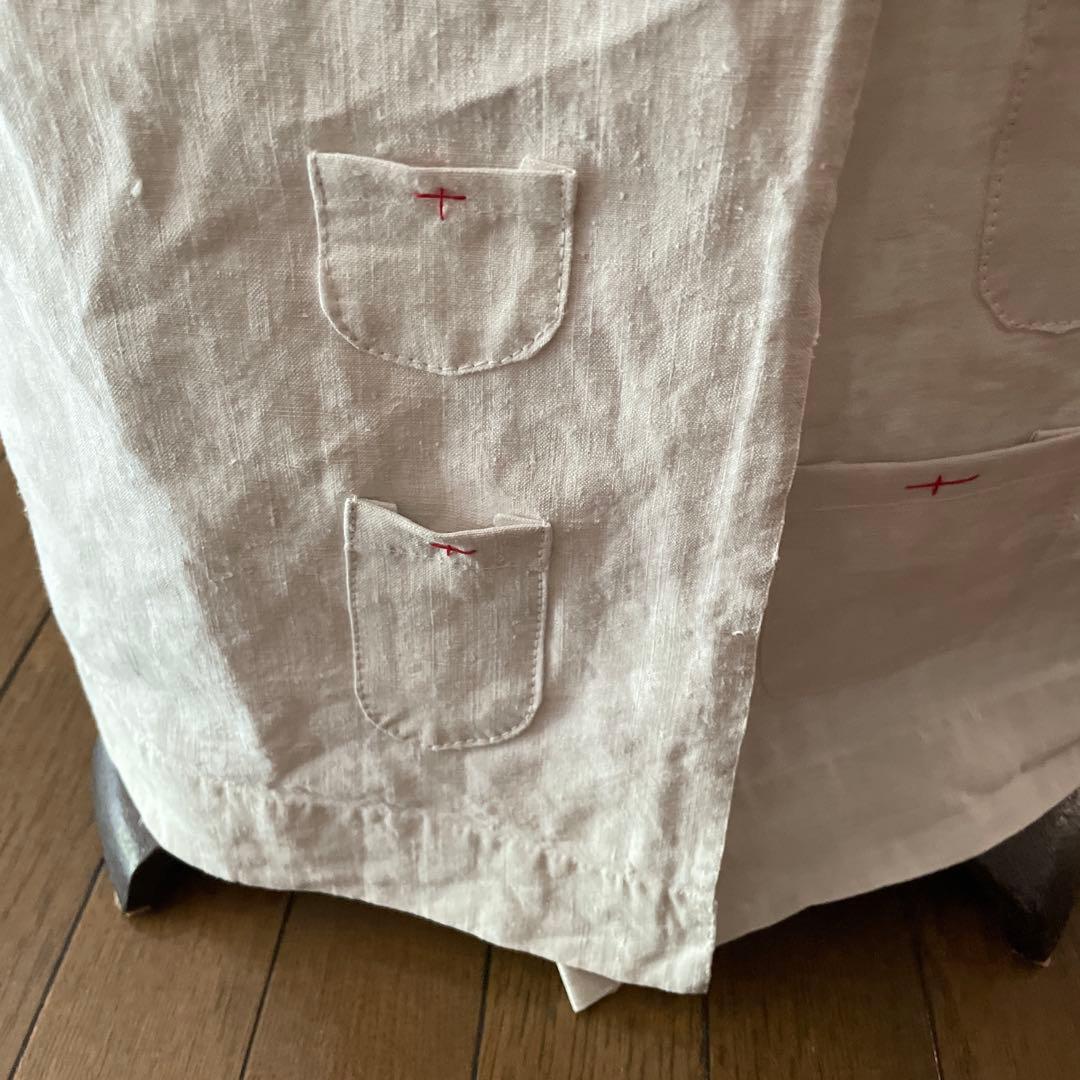 アンティーク　リネン　エプロン