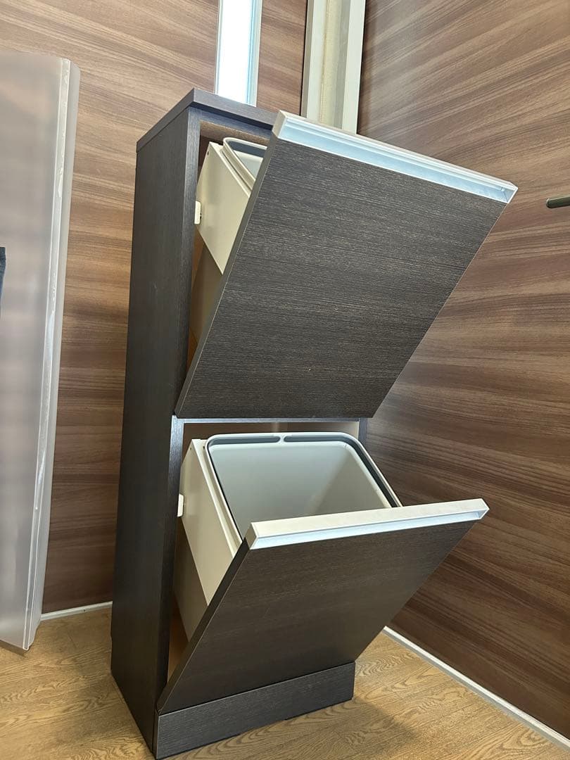 分別ペール 家具 木製 タワーダストボックス ゴミ箱 分別 大容量 2分別