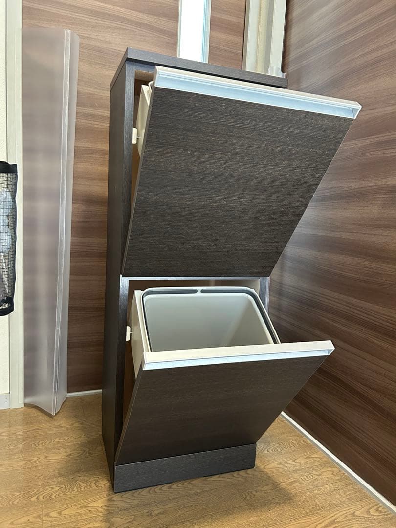 分別ペール 家具 木製 タワーダストボックス ゴミ箱 分別 大容量 2分別