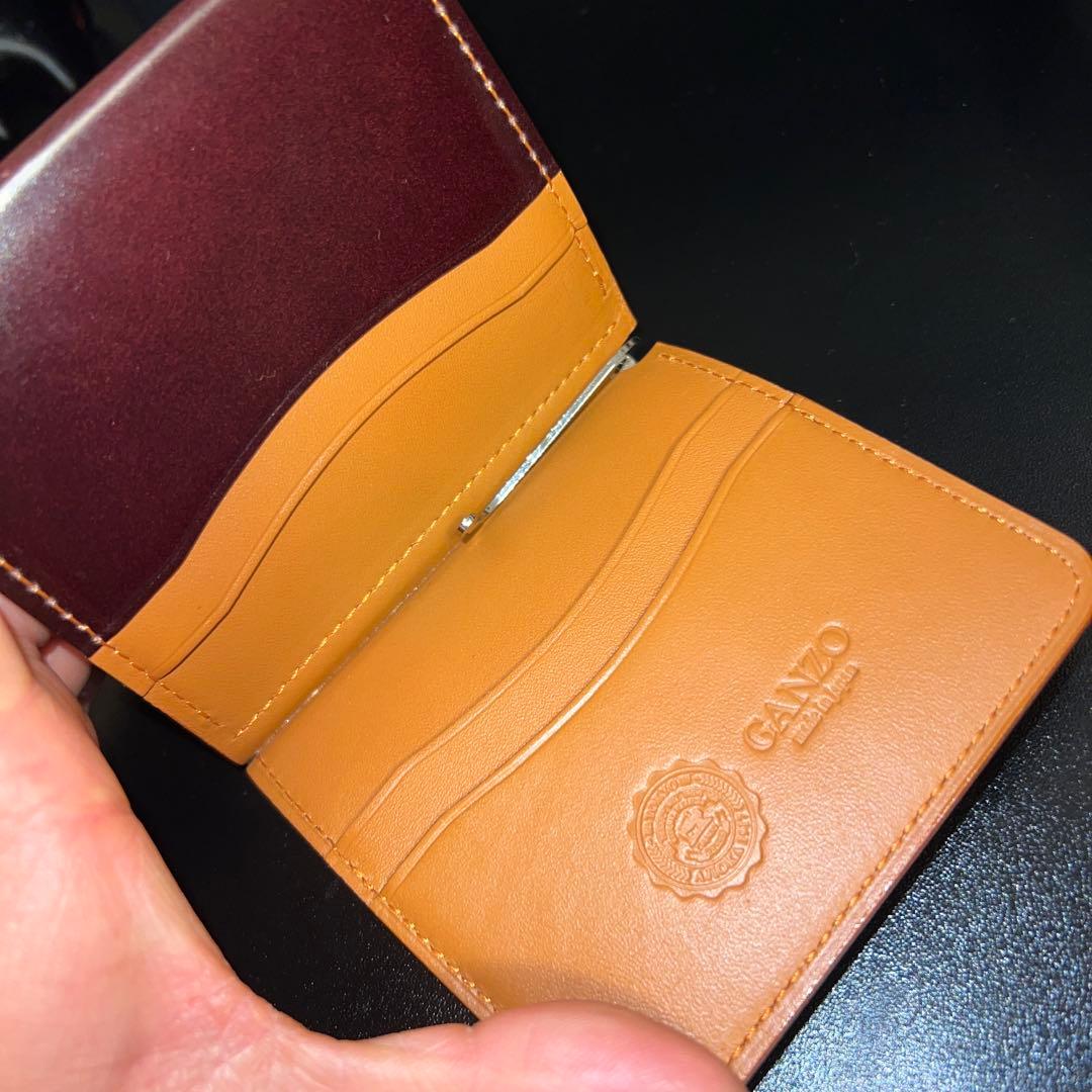 GANZO コードバン 小銭入れ付き マネークリップ