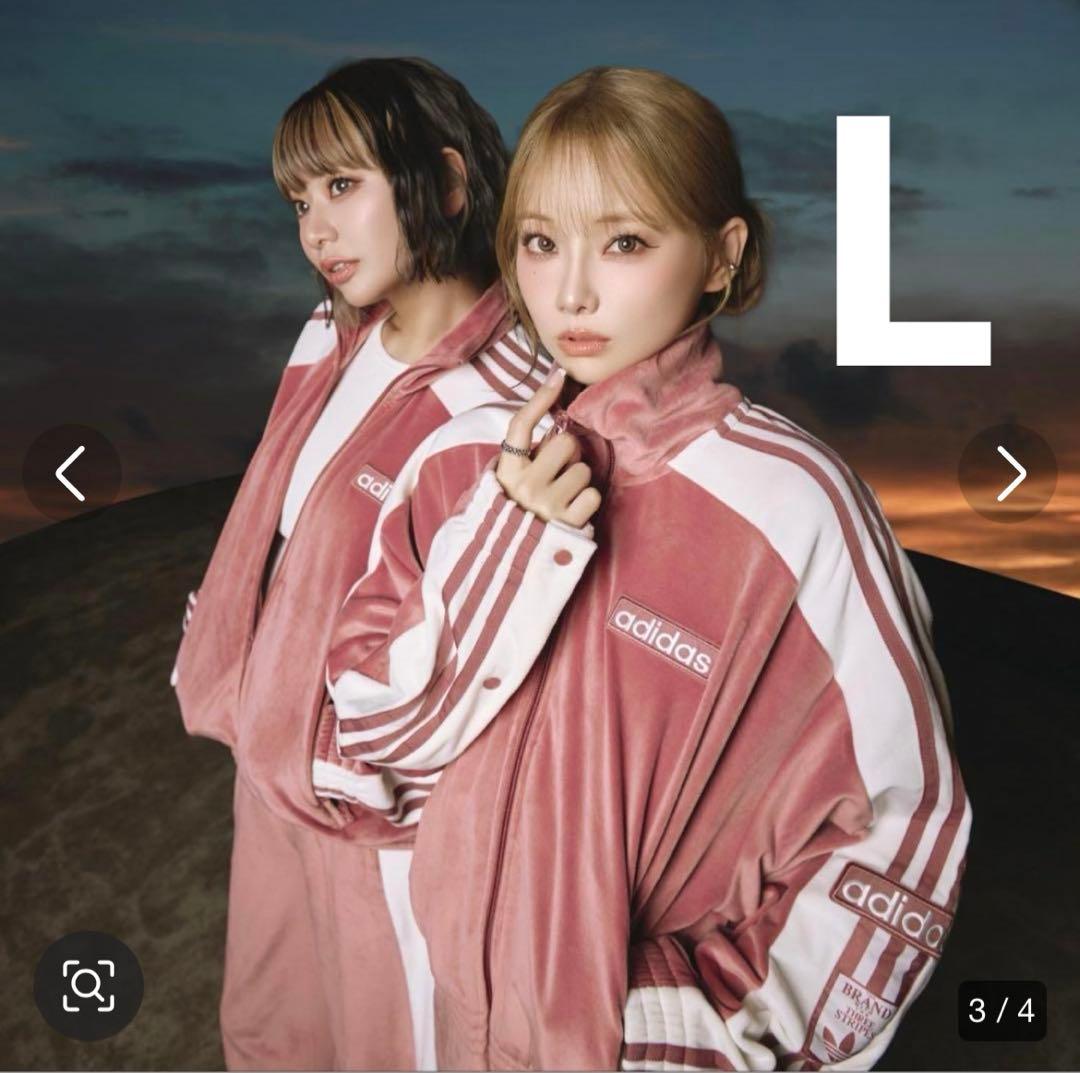 adidas ベルベット ジャケット ピンクLサイズ