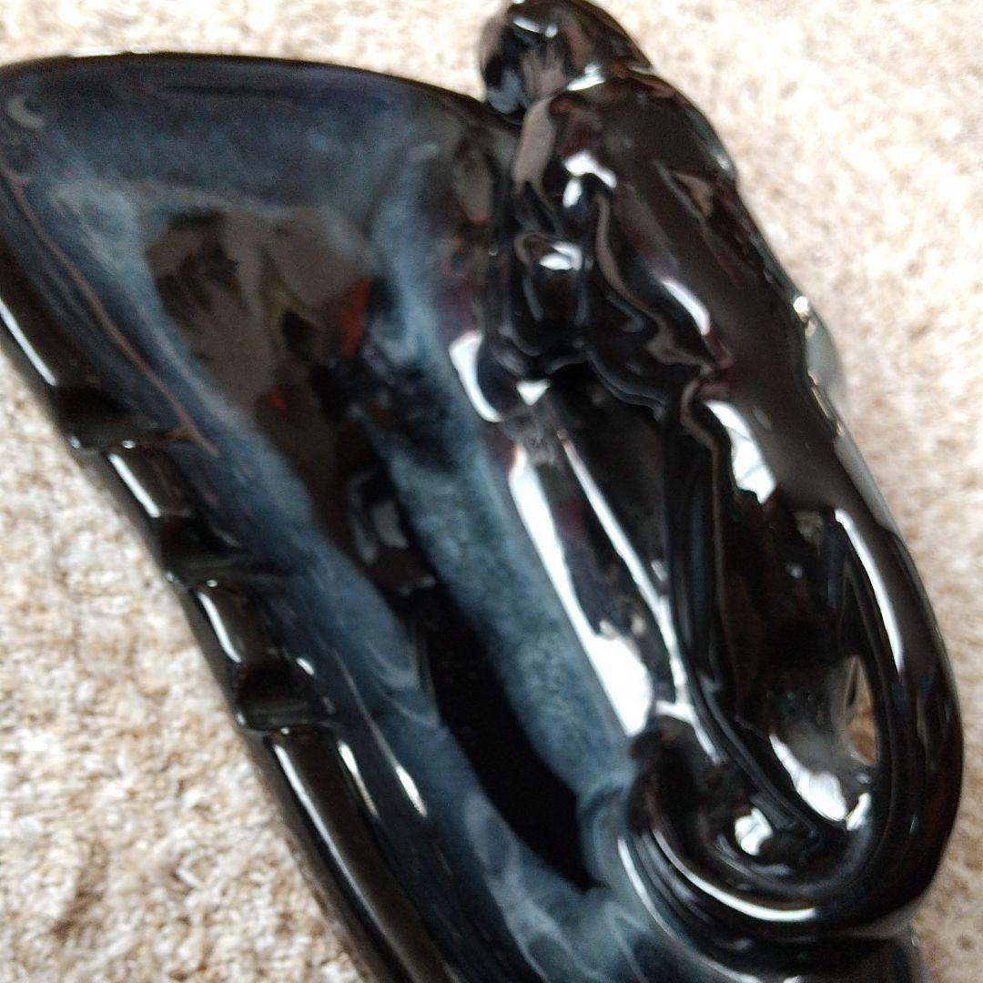黒豹陶器ブラックパンサーvintage希少クロヒョウ激レア灰皿アッシュ置物美品