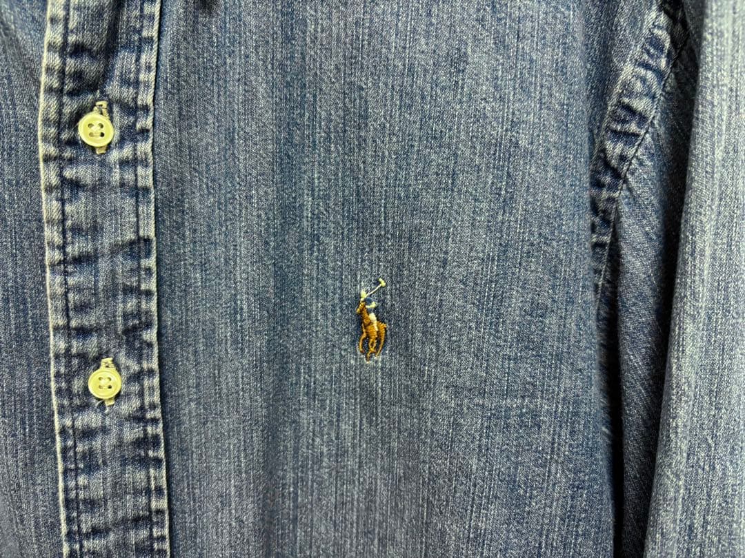 ⭐️大人気⭐️ラルフローレン 長袖 デニムシャツ 胸ロゴ インディゴ ポニーロゴ