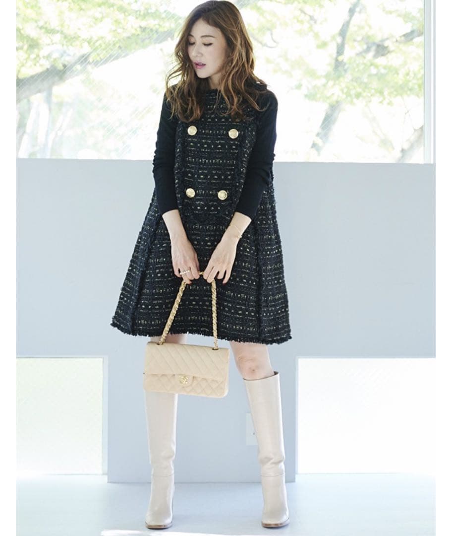 【美品】obli ツイードジャンパーワンピース