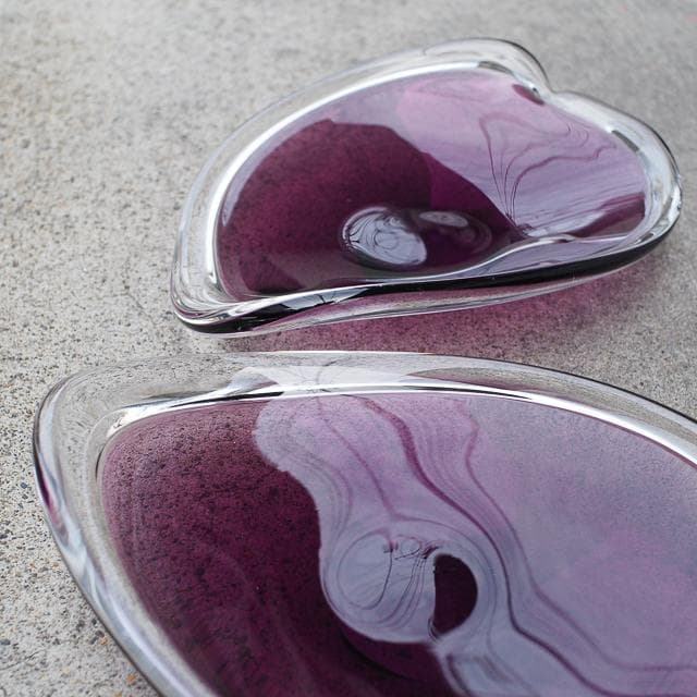 sghr スガハラ パレット 変形プレート ワインレッド ガラス