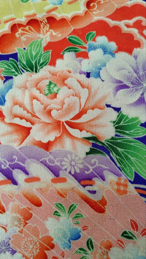 RK381アンティーク子供着物江戸縮緬着丈81センチ裄丈38センチ貴重な着物綺麗