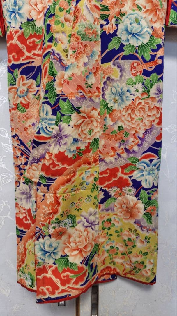 RK381アンティーク子供着物江戸縮緬着丈81センチ裄丈38センチ貴重な着物綺麗