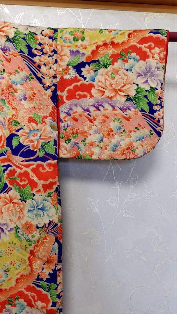 RK381アンティーク子供着物江戸縮緬着丈81センチ裄丈38センチ貴重な着物綺麗