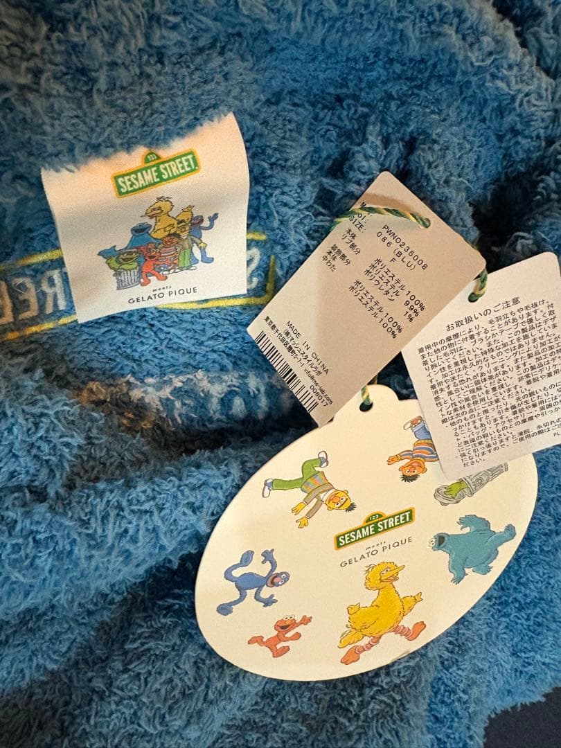 未使用ジェラートピケクッキーモンスターワンピース青ブルーPWNO235008