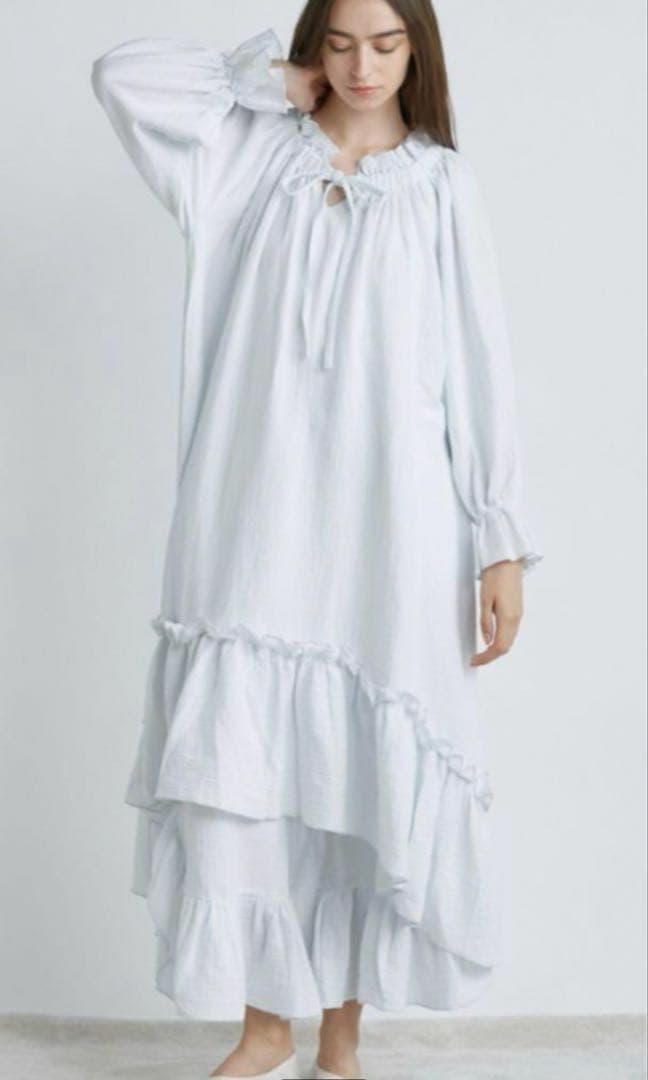 ジェラートピケ コットンフリルワンピース＋フリルパンツ 上下セット