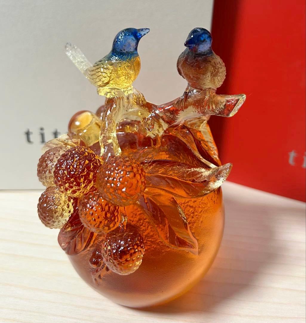 ※元箱付属未使用保管品　琉園 Tittot クリスタルガラス バード 置物