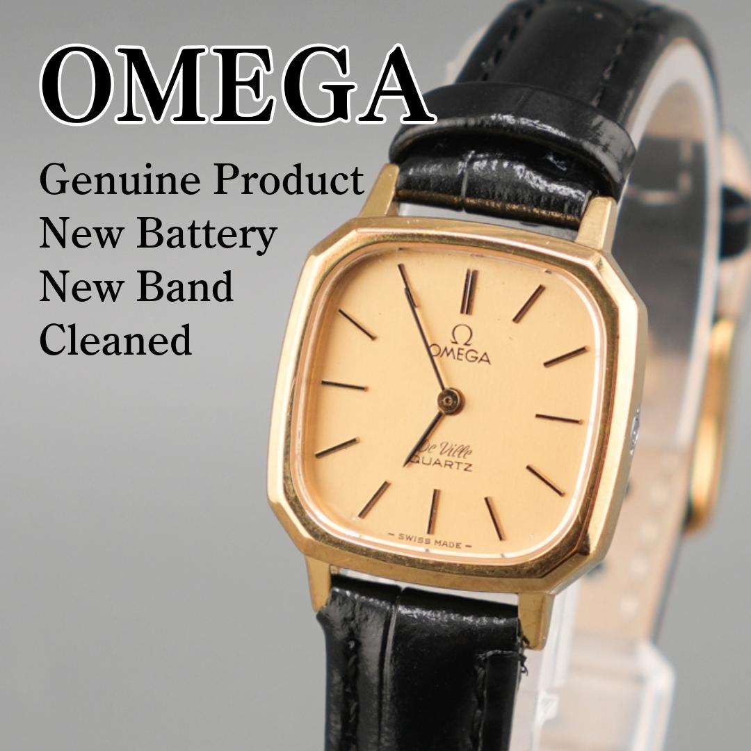 稼働 OMEGA De Ville 腕時計 新品電池 新品ベルト クォーツ