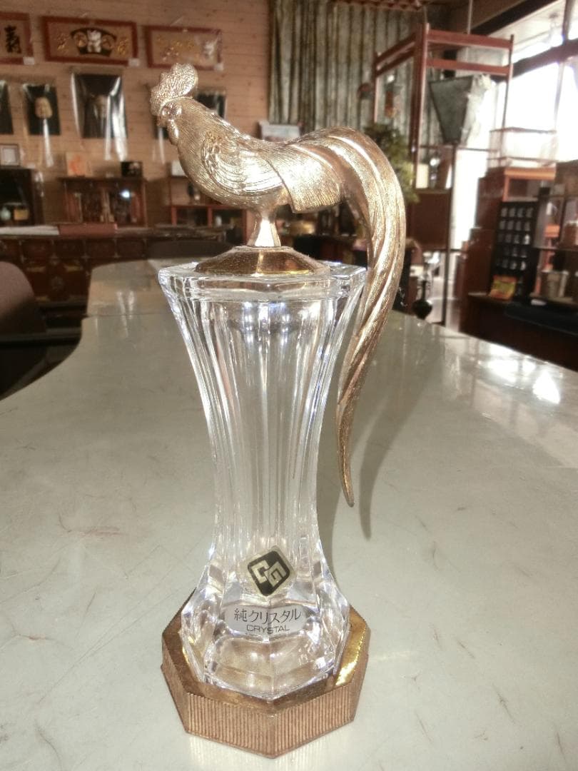 クリスタル 金鶏花器