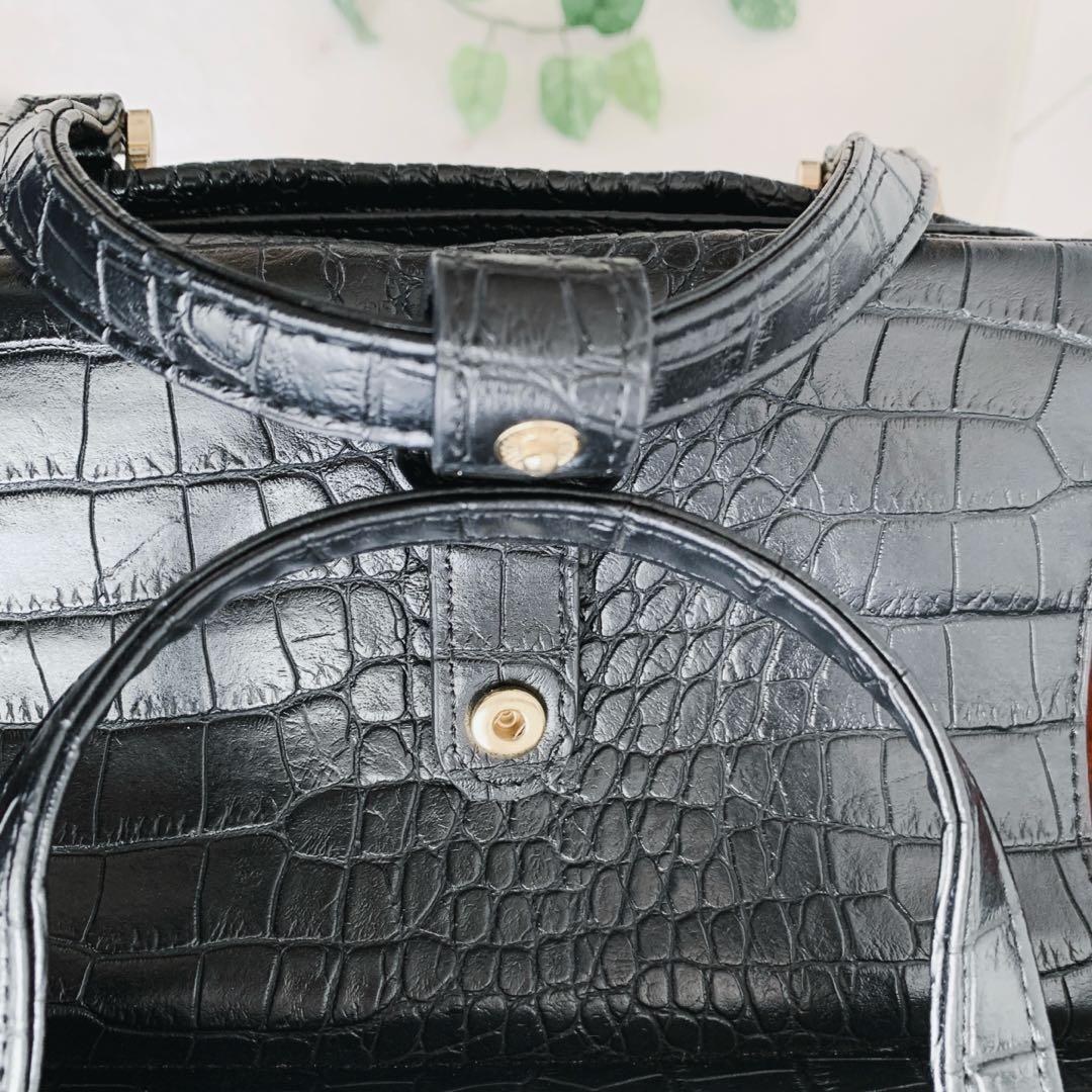 極美品【SWANY スワニー】クロコ型押し トート キャリーバッグ Lサイズ
