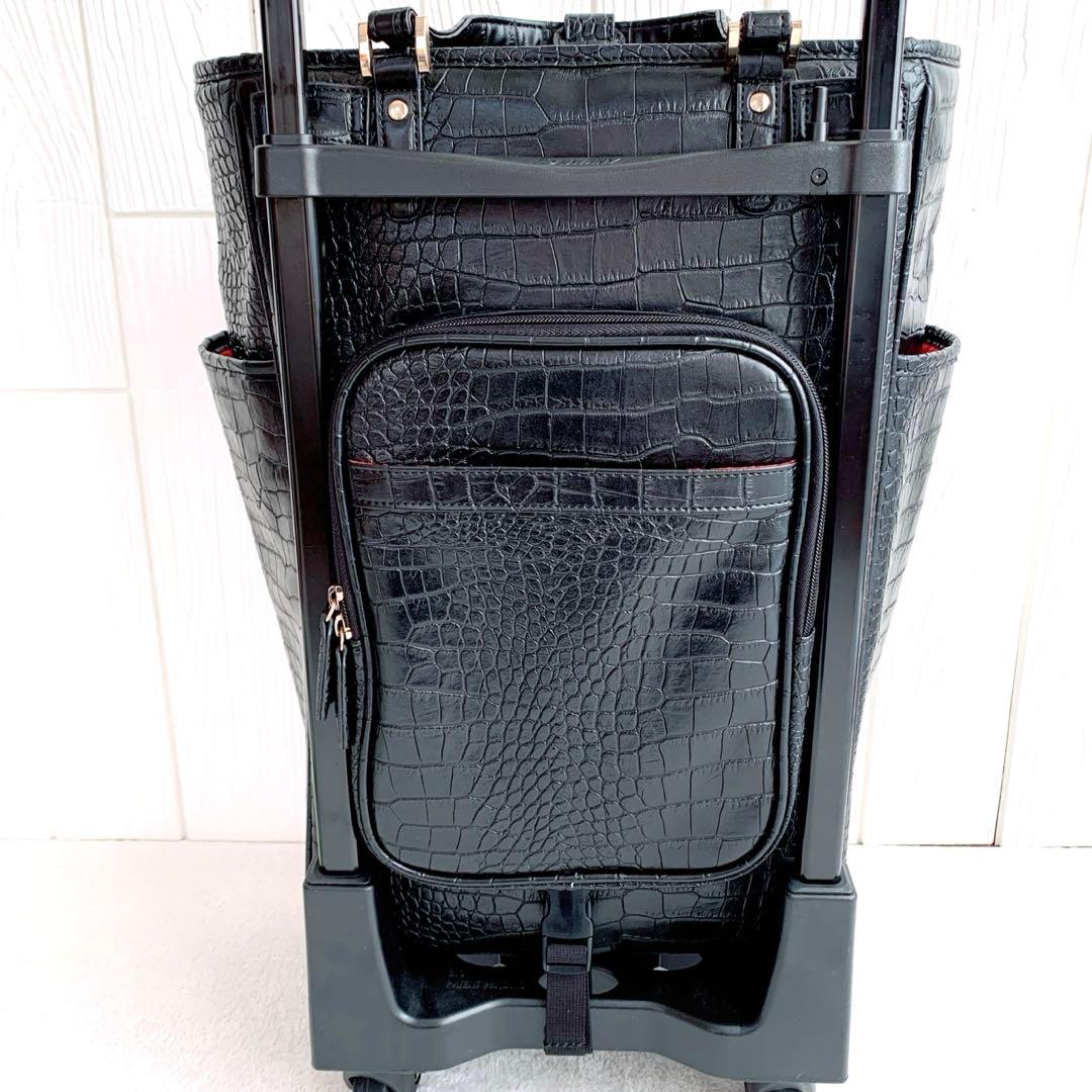 極美品【SWANY スワニー】クロコ型押し トート キャリーバッグ Lサイズ