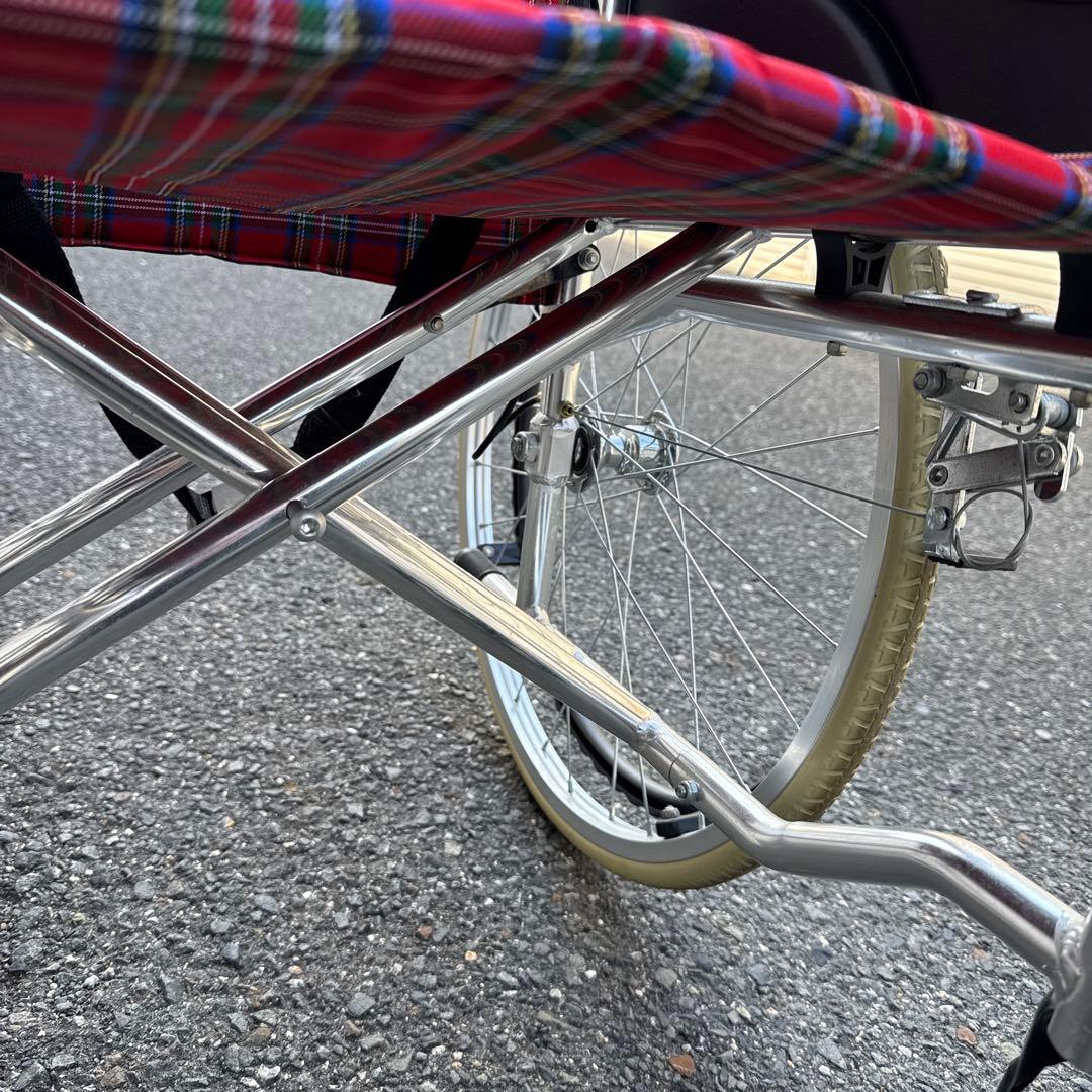 美品 軽量自走用車椅子 チェック柄　引取限定【A-193】