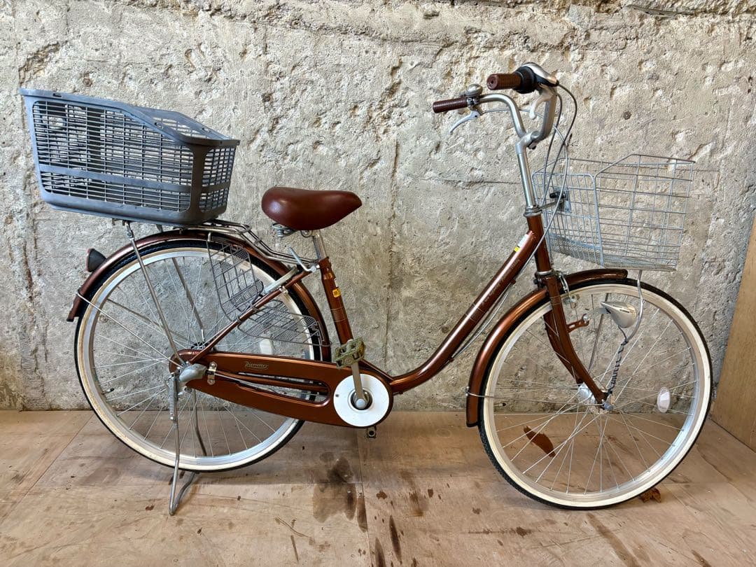 Pierretteシティサイクル 26インチ 内装3段変速 前後カゴ付き